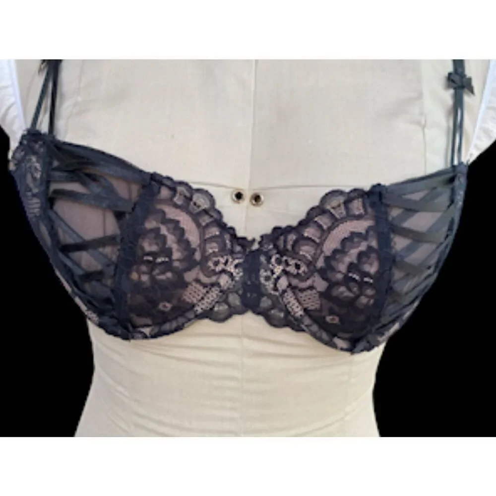 Adore Me Lace Balconette Bra Black 36C Lace Sheer